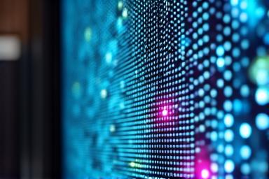 Close-up of a dynamic, touch-sensitive LED wall, indicating interactive art installations